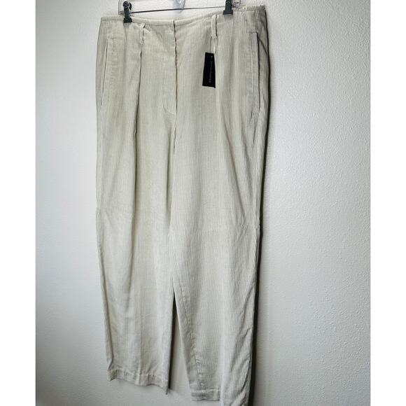 NWT Brunello Cucinelli Oversize Sand Beige Front Pleat Wide Leg Corduroy Pant 14 - Picture 1 of 16